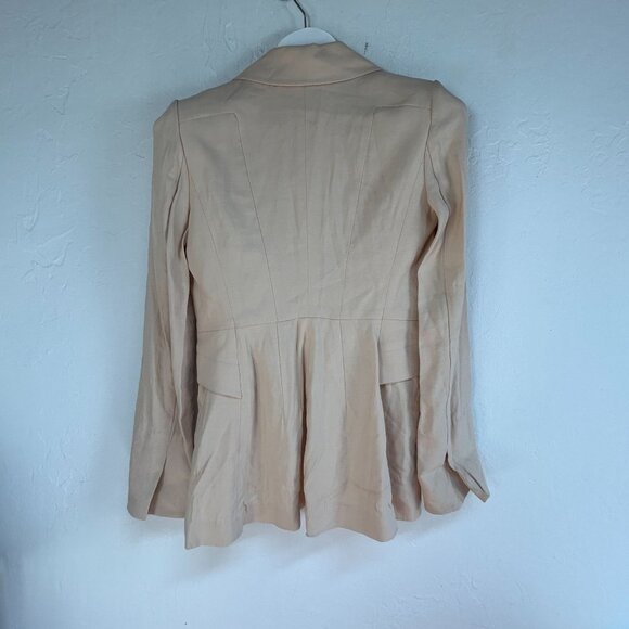 Jill Stuart Womens Beige Linen Blazer Jacket Size 8 Made In Italy - Picture 2 of 12
